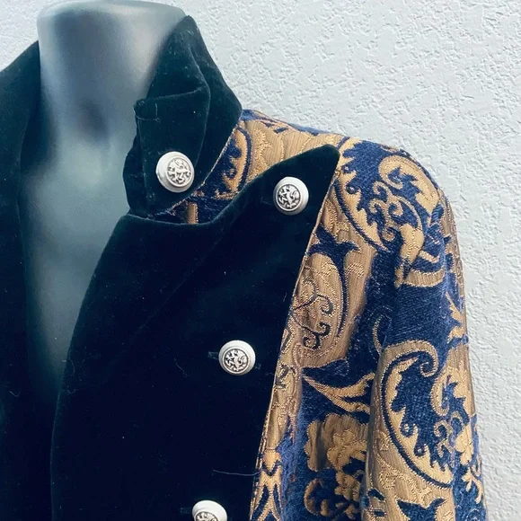 Shrine Hollywood Brocade Velvet Victorian Steampunk Goth Coat